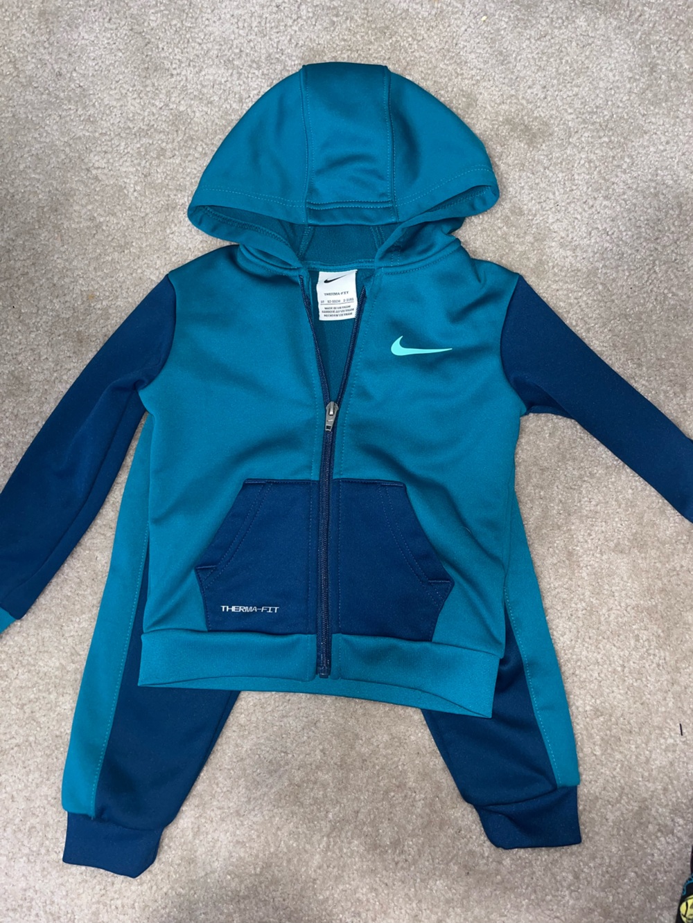 Nike Kids Teal & Navy Therma-FIT Full Zip Hoodie